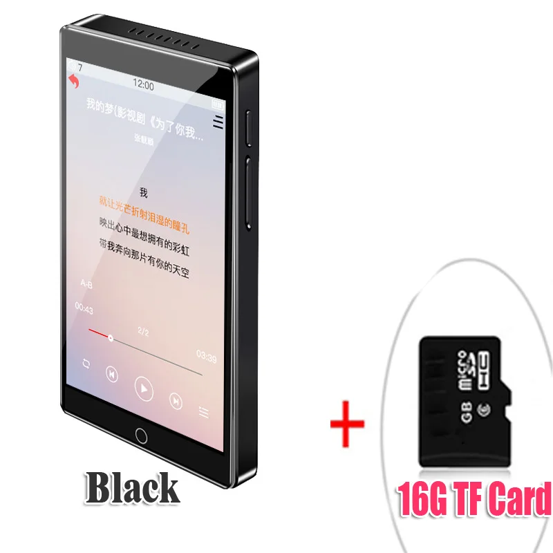 BlackWith16GBTFcard Музыкальный MP3 плеер ruidu H1 с Bluetooth без потерь 1," ЖК-экран поддержка DSD, лирика Displa двунаправленный Blueto - Цвет: BlackWith16GBTFcard