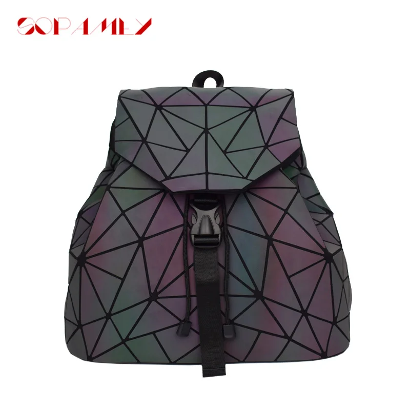 Женский рюкзак с лазерной печатью ранец на плечо геометрическим узором школьная