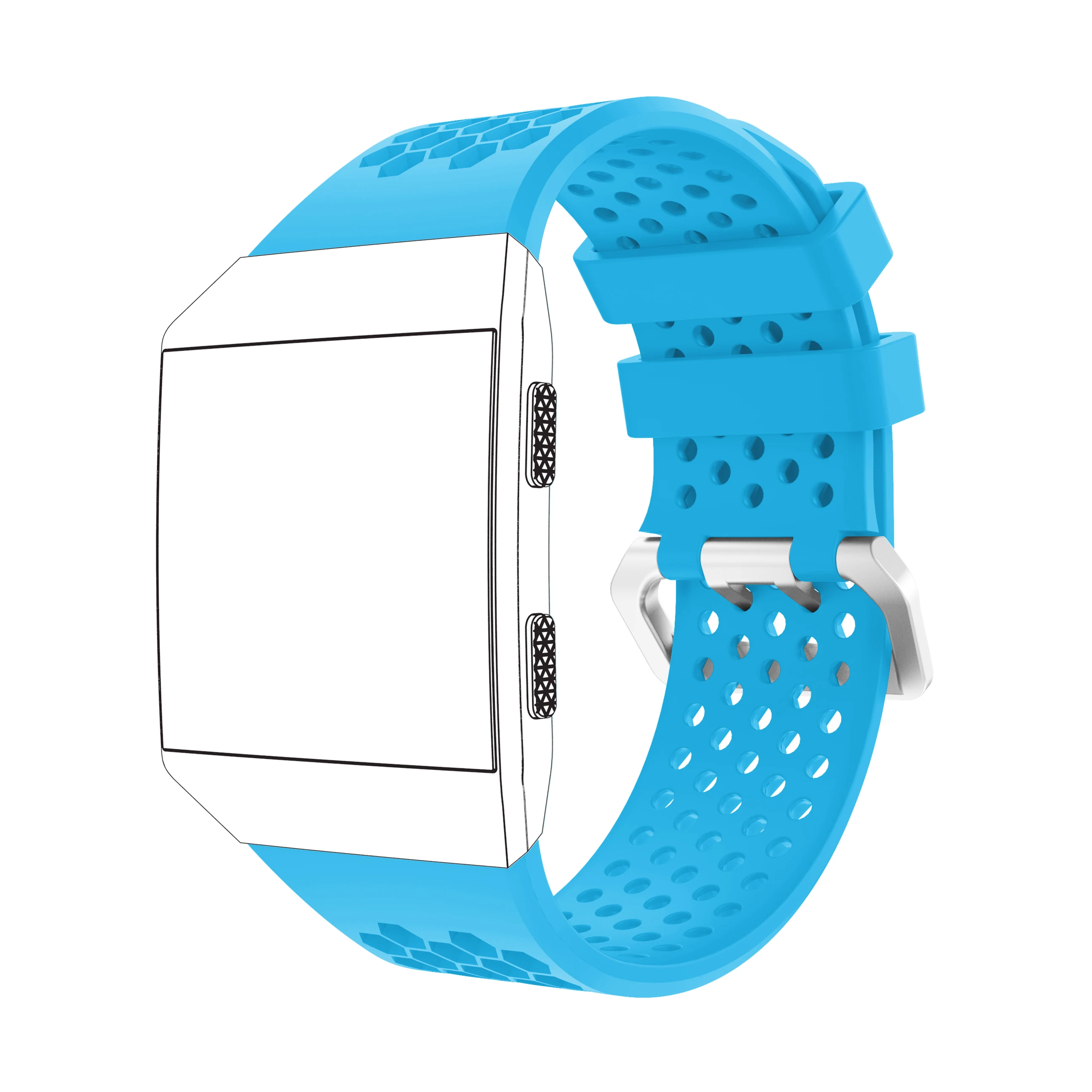 Yayuu совместимый для Fitbit Ionic Смарт-часы мягкий силиконовый ремешок регулируемый ремешок для часов замена спортивный дышащий ремешок - Цвет: Blue