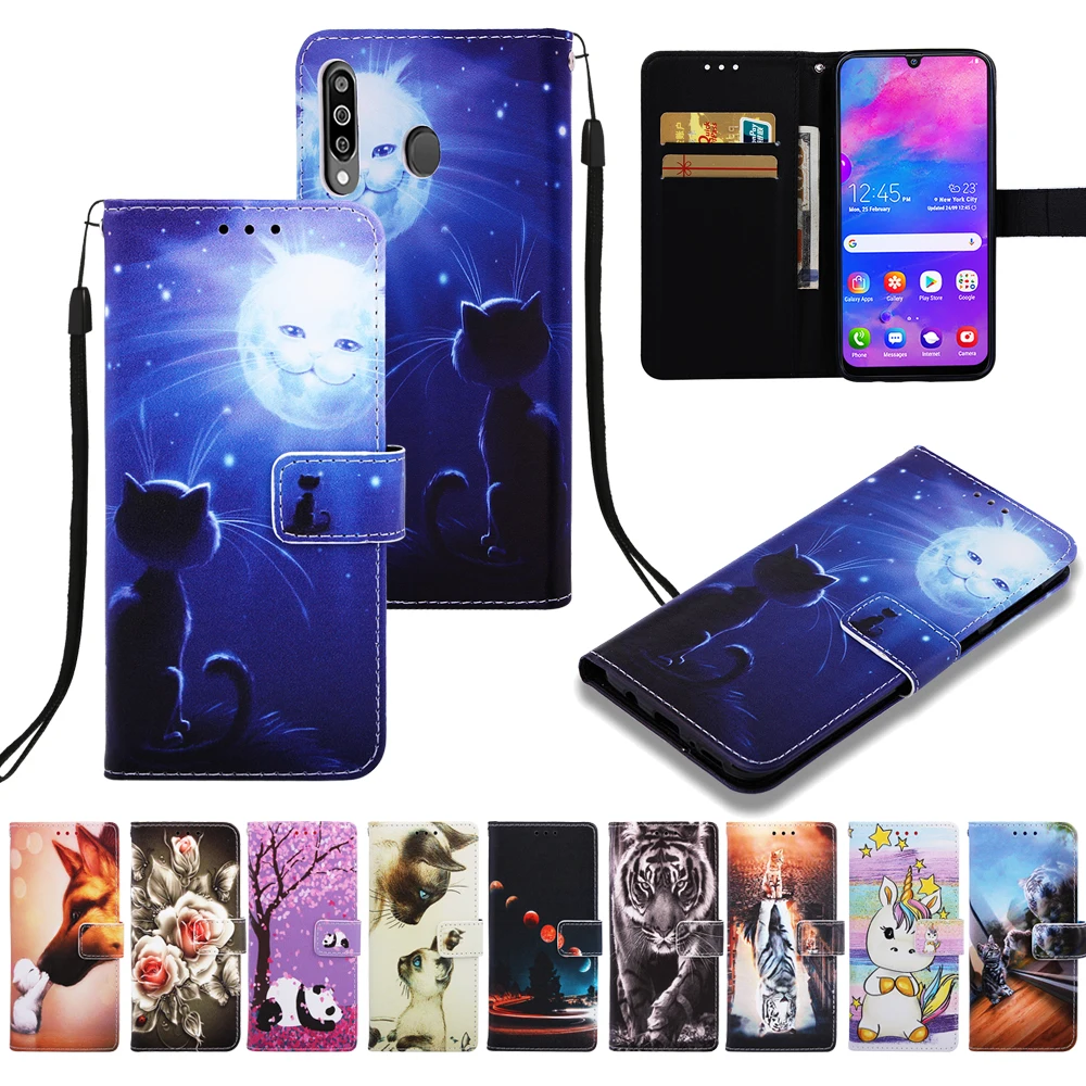 Кожаный чехол книжка с рисунком для Samsung Galaxy A71 A51 модный и красивый телефона 4G A80 A70