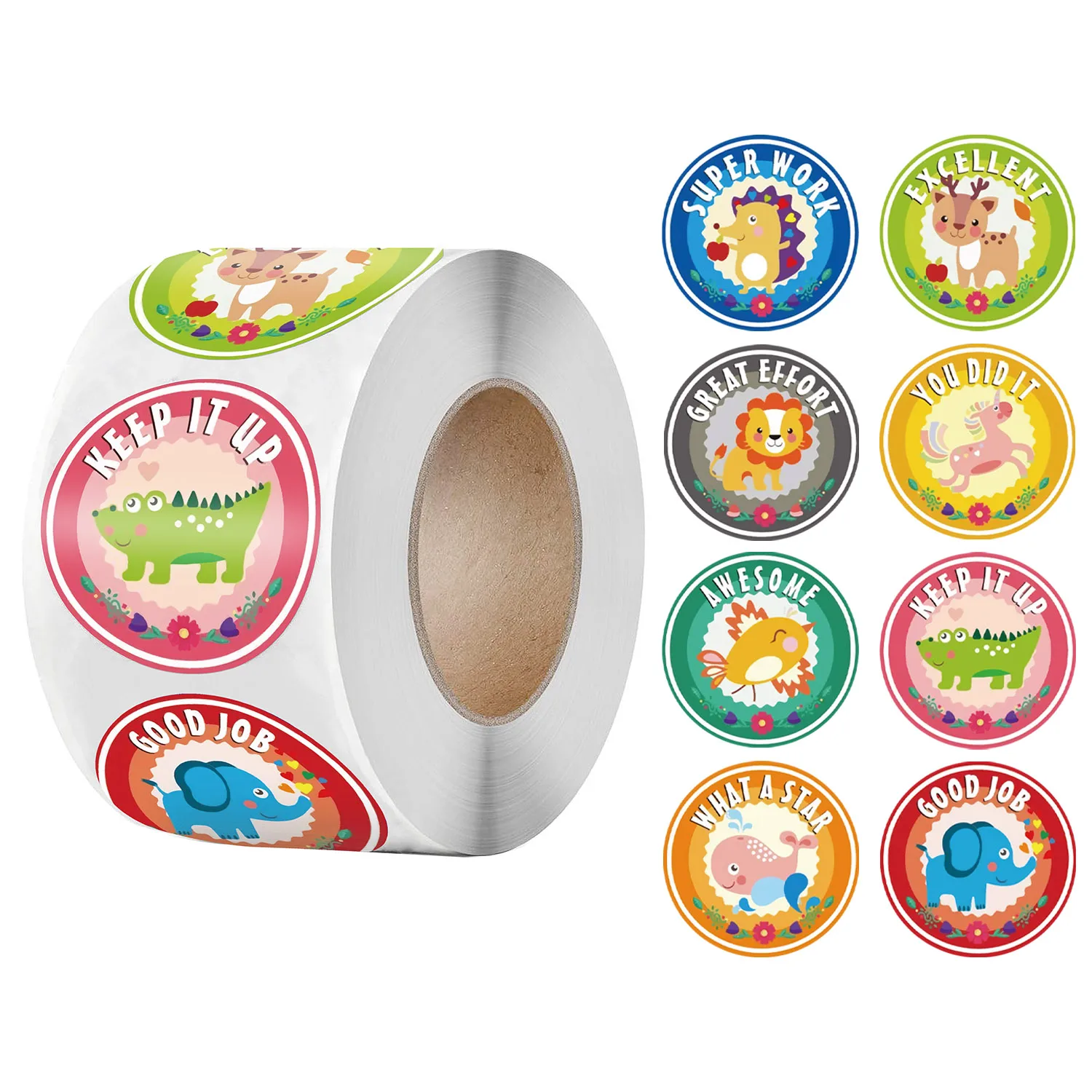 

500Pcs Reward Sticker Cartoon Animal Sticker kids Sticker Gift Decoration Label Teacher Encouragement Student Stationery Sticker