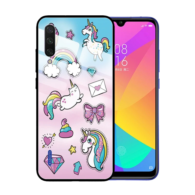Cute Unicorn Glass Case Cover for Xiaomi Mi Note 10 Pro 9 9T CC9 CC9E SE 8 Lite Mix 3 A3 A2 A1 6X POCO F1 No.531 | Мобильные