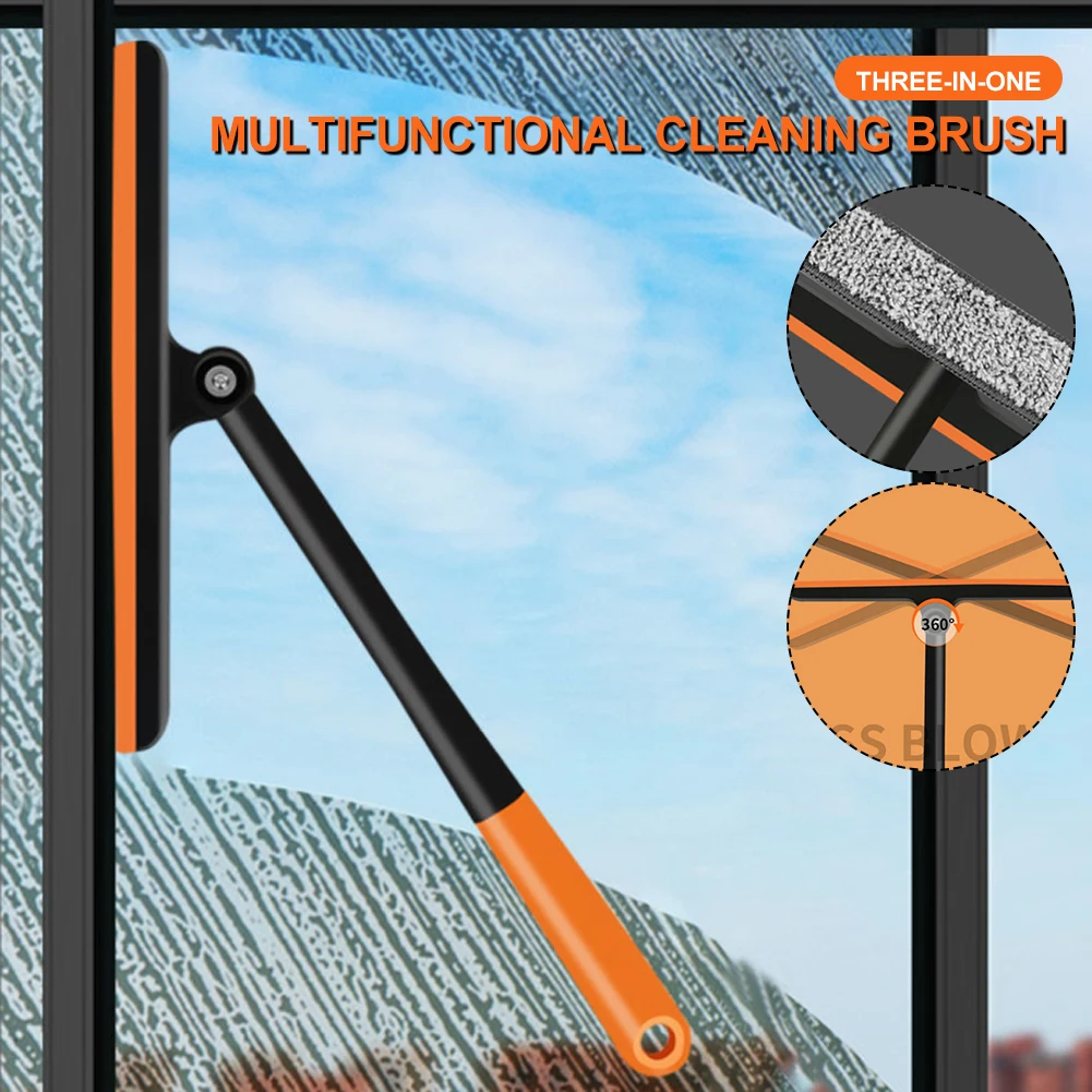 

3 in 1 Window Cleaner Durable 360° Rotatable Glass Wiper Squeegee Window Squeegee,Mesh Screen Brush Bathroom Kitchen Accessories