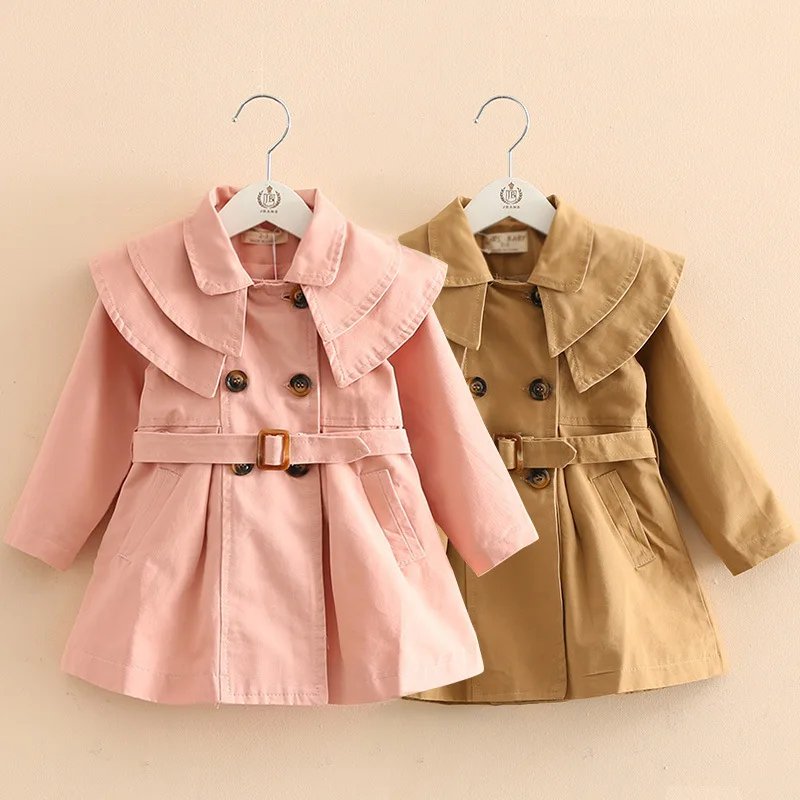 

Brand Spring Autumn New Baby Girls Coat Fashion Jackets Children's Clothing Kids Coat Turn-down Collar Solid Full High Quality