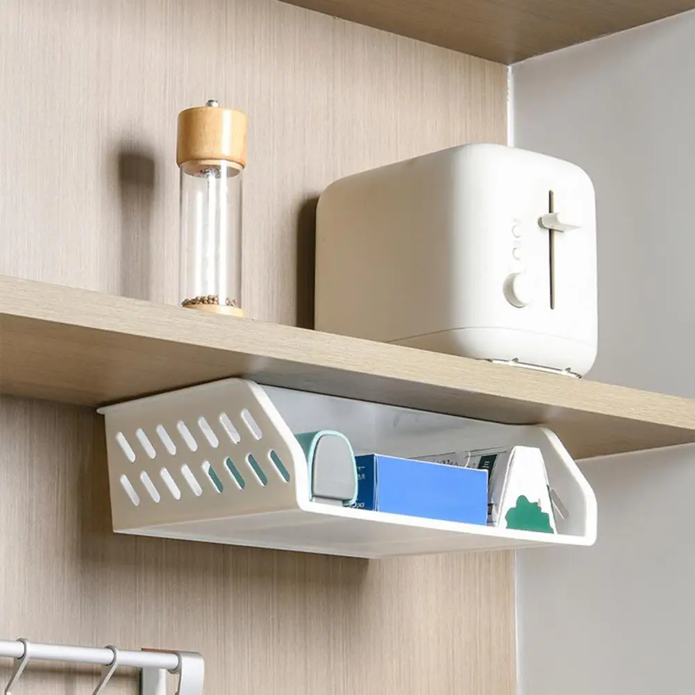

Wall Mount Storage Box Punch-free Plastic Good Adhesive Drawer Style Storage Box for Home