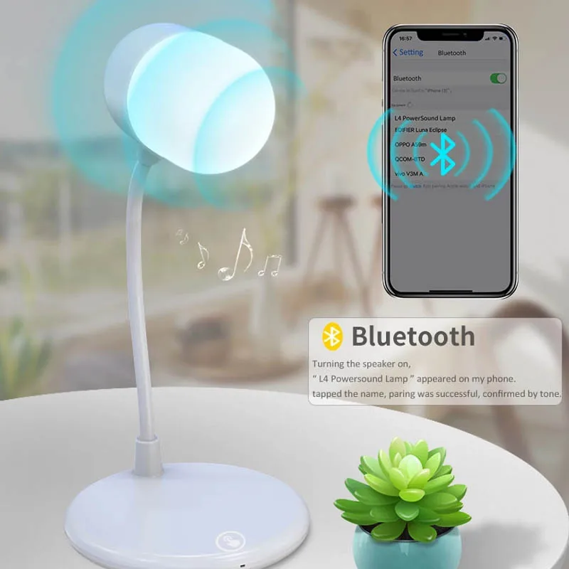 Умный светодиодный настольная лампа 3 в 1 Ночной светильник Bluetooth Динамик с