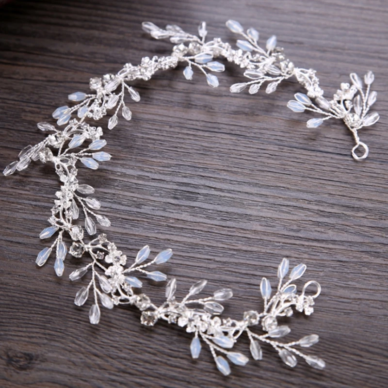 

Bride Hair Band White Crytal Headband Wedding Bridal Accessories Tiara Ornaments E56A
