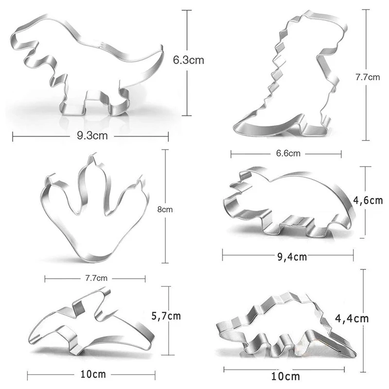 

11Pcs/Set Stainless Steel Biscuit Mould Dinosaur Shape Fondant Cake Mold Sugar Craft 3D Pastry Cookie Cutters Cake Tools