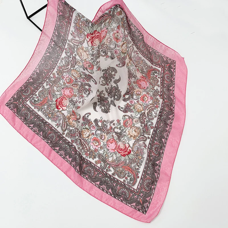 TJ05 dark pink Роскошный модный стильный русский Этнический узор женский хлопковый маленький шарф платок шарф 70 см х 70 см платок-хиджаб - Цвет: TJ05 dark pink