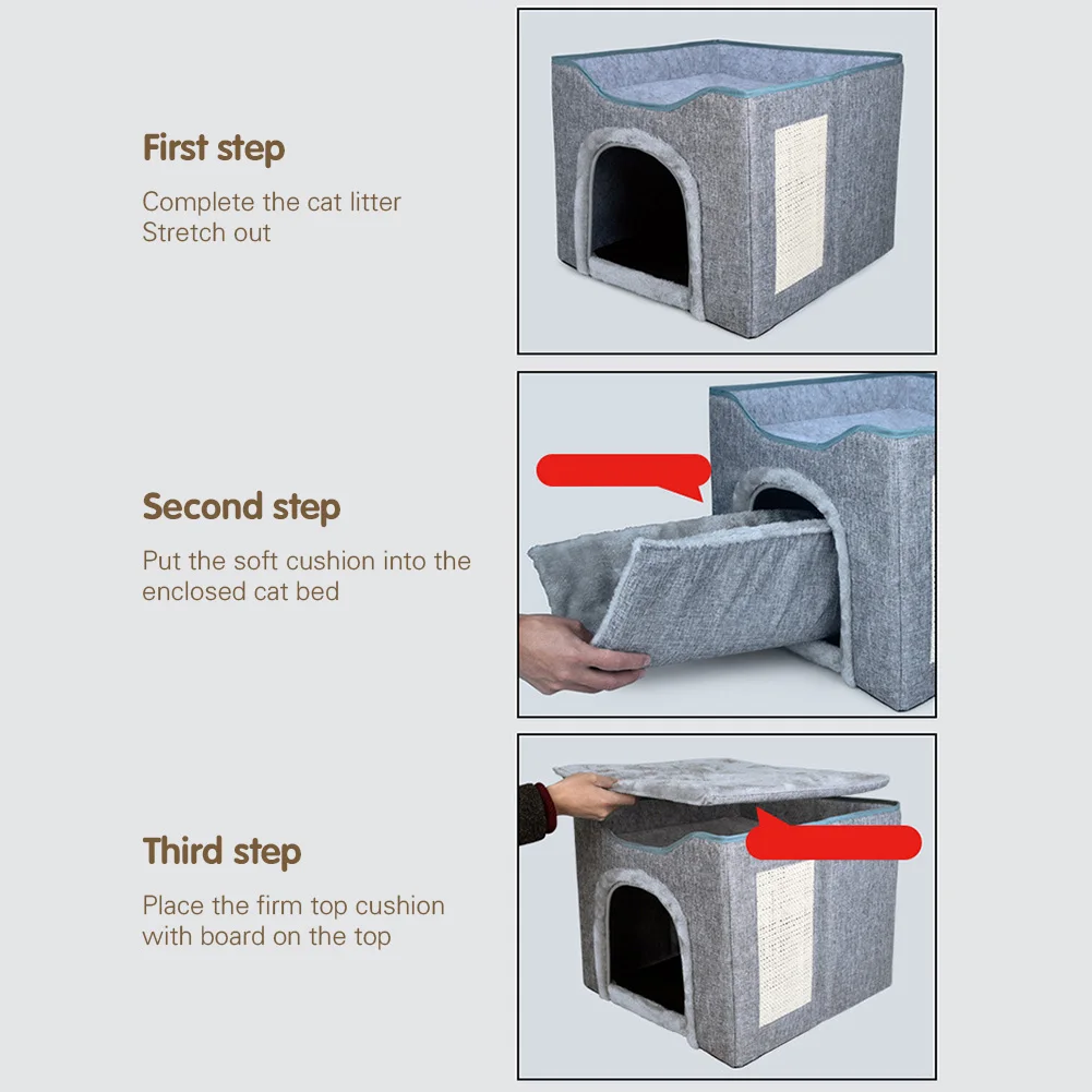 

Foldable Pet Bed 2 Sizes For Cats Dogs Soft Nest Kennel Bed Cave House Sleeping Bag Mat Pad Tent Pets Winter Warm Cozy Beds