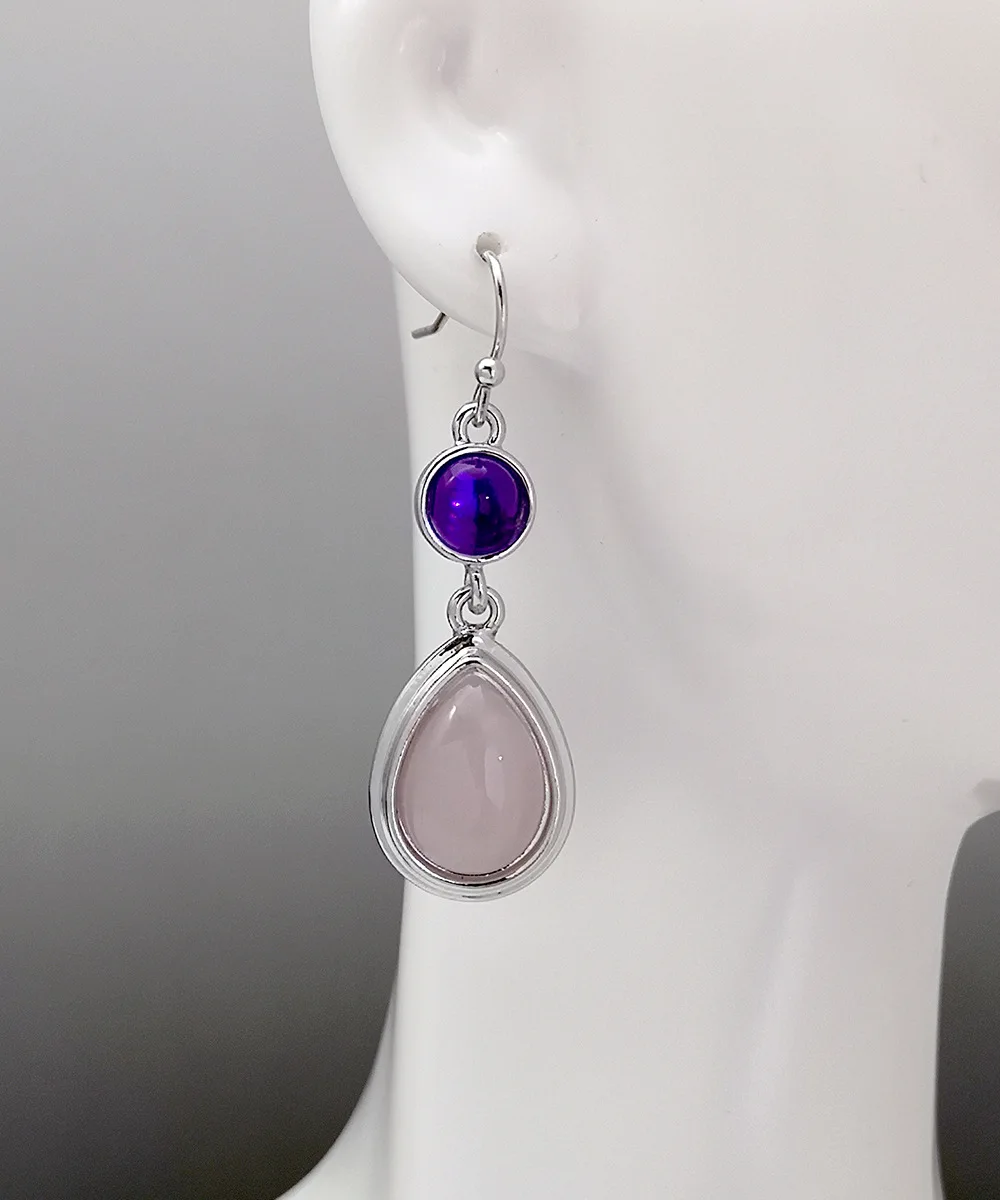 

Romantic Bohemian Pink Drop Earrings Amethyst Bridal Engagement Wedding Accessories Shiny New Design Fashion Women's Earrings