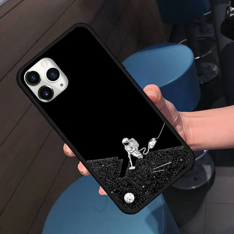 

Space astronaut creative cute cartoon Phone Case For iphone 7 8 12 11 XR XS pro Max Mini plus Soft silicone cover shell funda