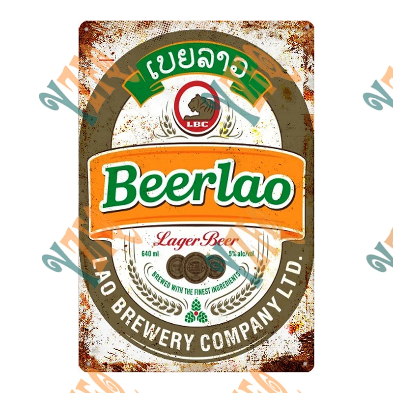 Азиатские пивные знаки Таиланд Корея металлическая пластина декор для ресторана