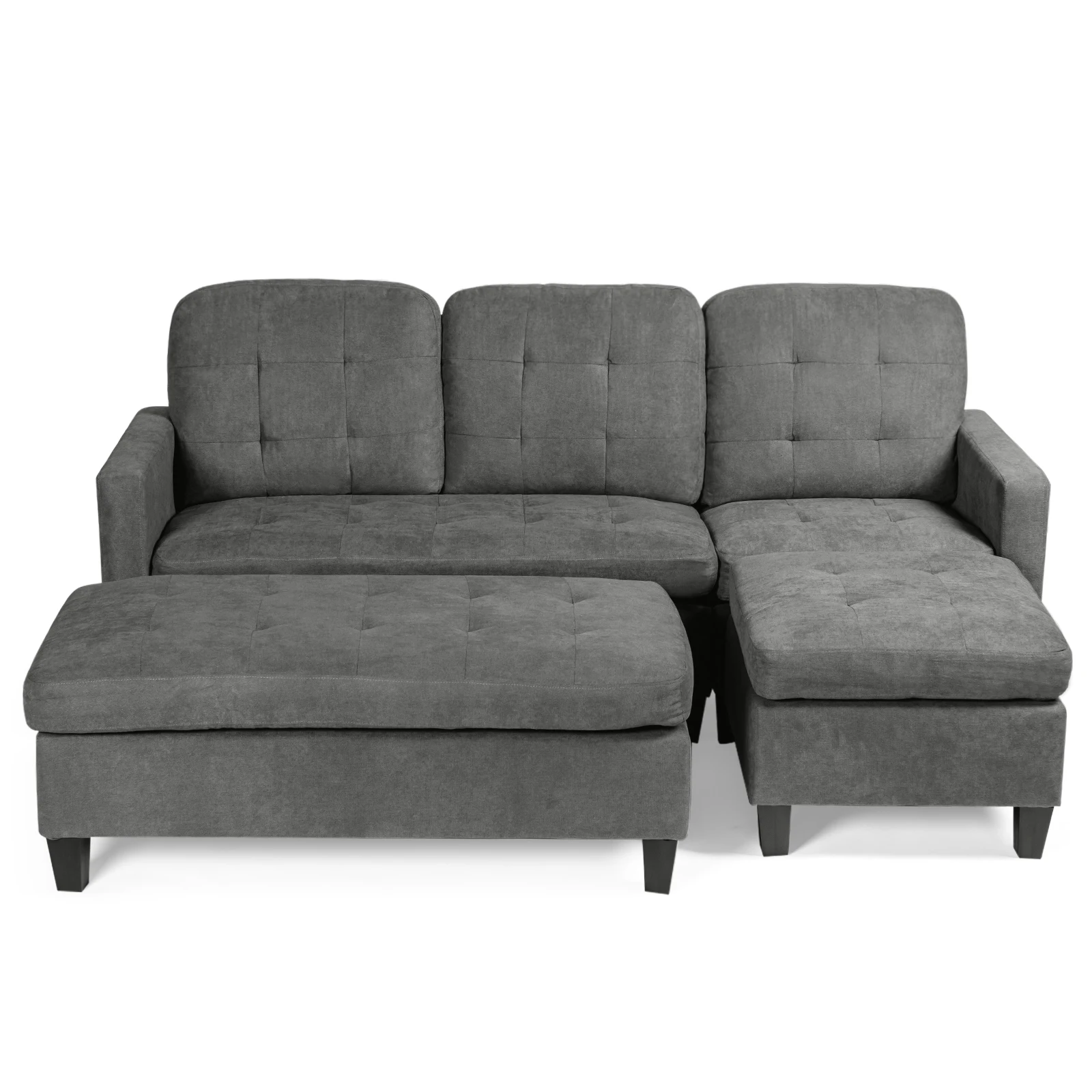 

Двухсторонний секционный диван Giantex, L-образный льняной спальник с оттоманкой HW67554