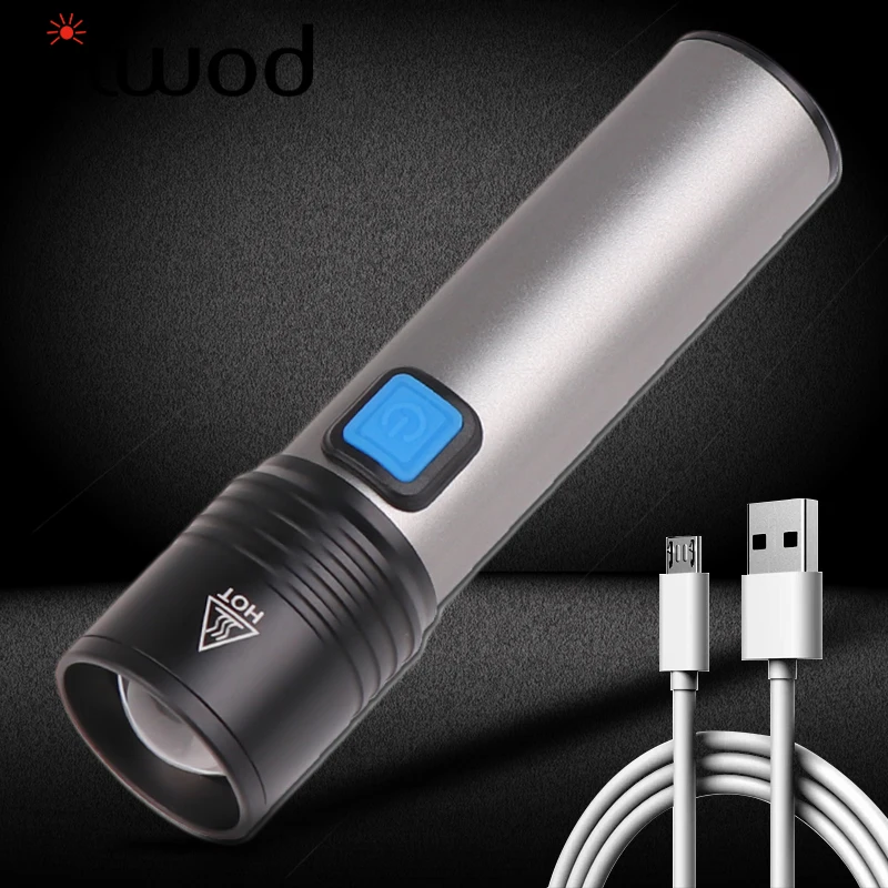 XM L T6 встроенный аккумулятор светодиодный Usb Перезаряжаемый фонарик маленький