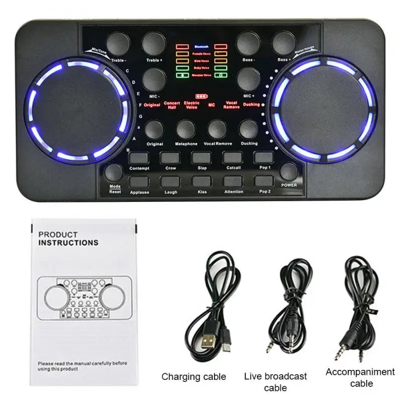 

V300 PRO Sound Card 10 Sound Effects Bluetooth-compatible Noise Reduction O Mixers Headset Mic Voice Control For Phone PC