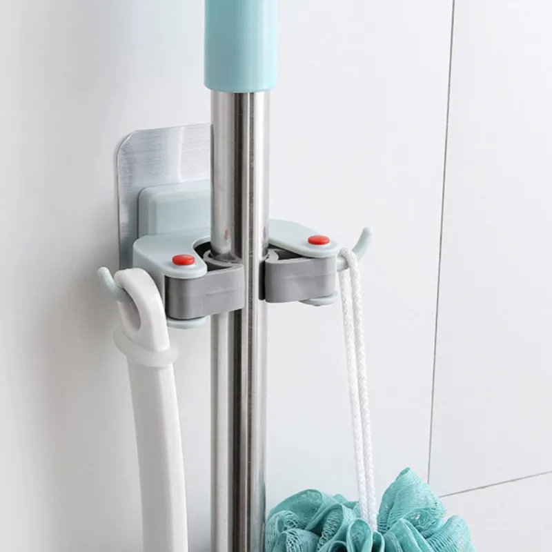 

Punch-free Mop Pylon With Two Hooks Mop Hooks Home Storage Holders Home Storage Organization Storage Holders