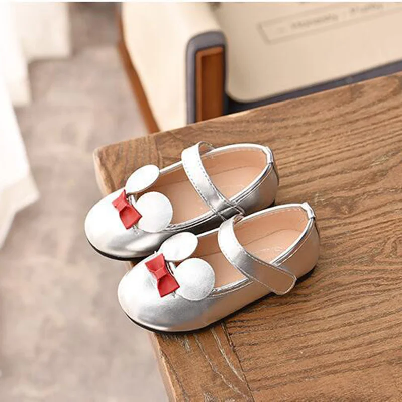 

Children Girl Soft Shoes PU Patent Leather Loafers For Kid Little Girls Casual Flats Size Of 21-36 Children's Cute Bowknot Shoes