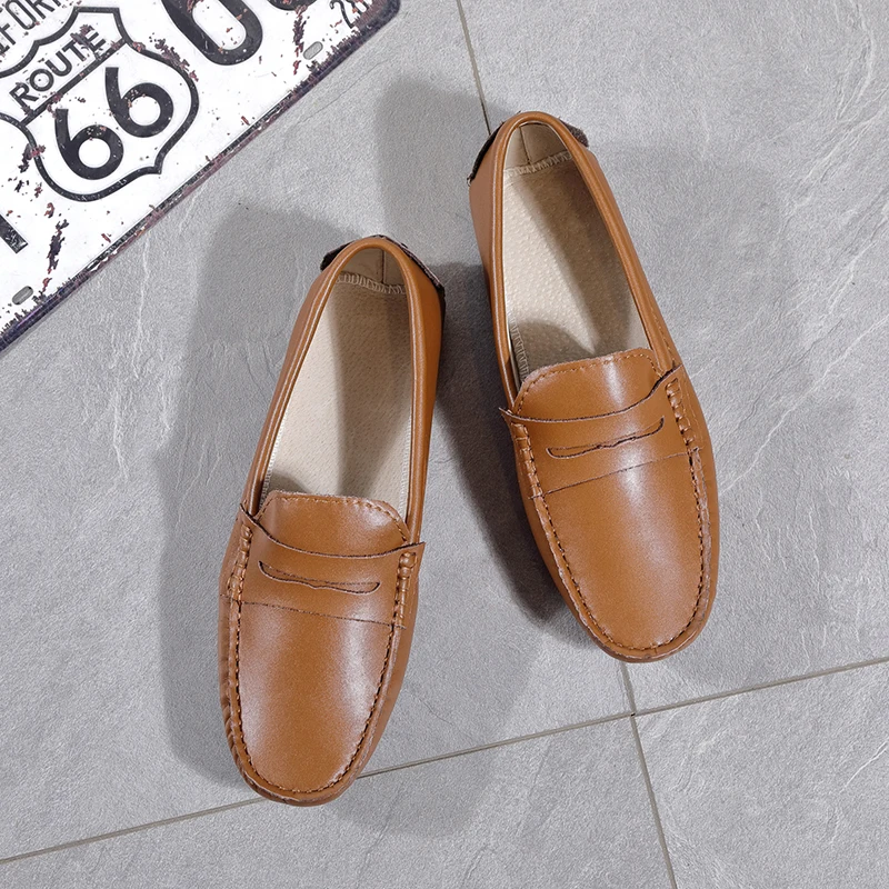 Мужские мокасины на плоской подошве MIYAGINA повседневные Мокасины из натуральной