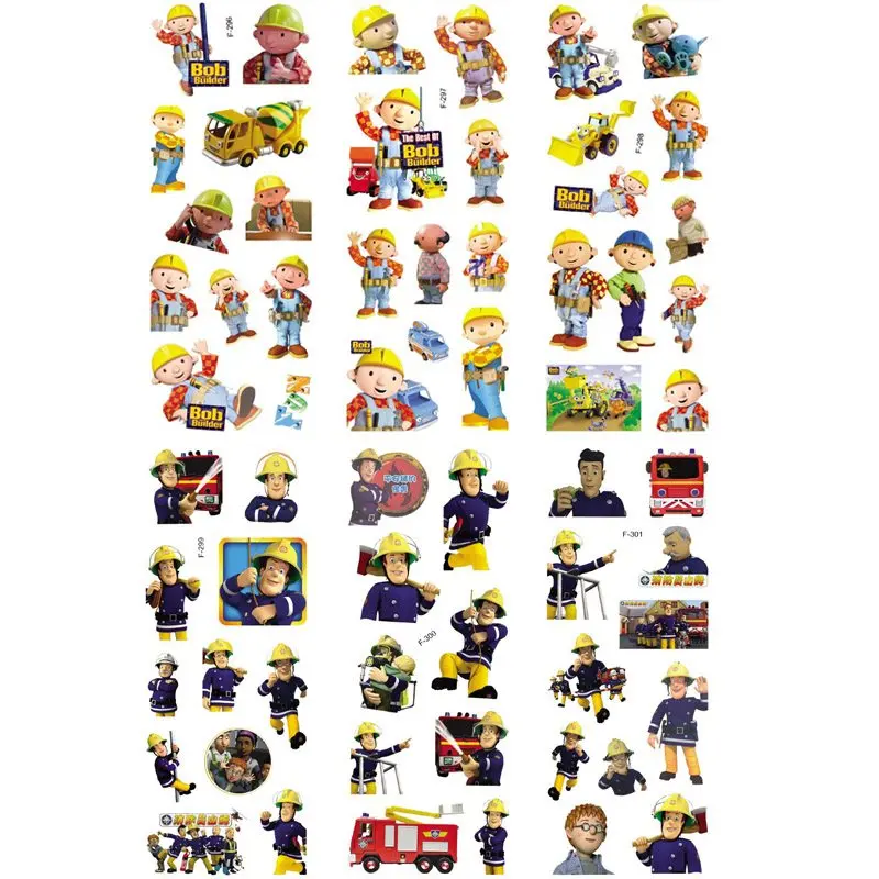 3 листа/набор Пожарный Сэм инженер Боб наклейки для детей домашний Настенный