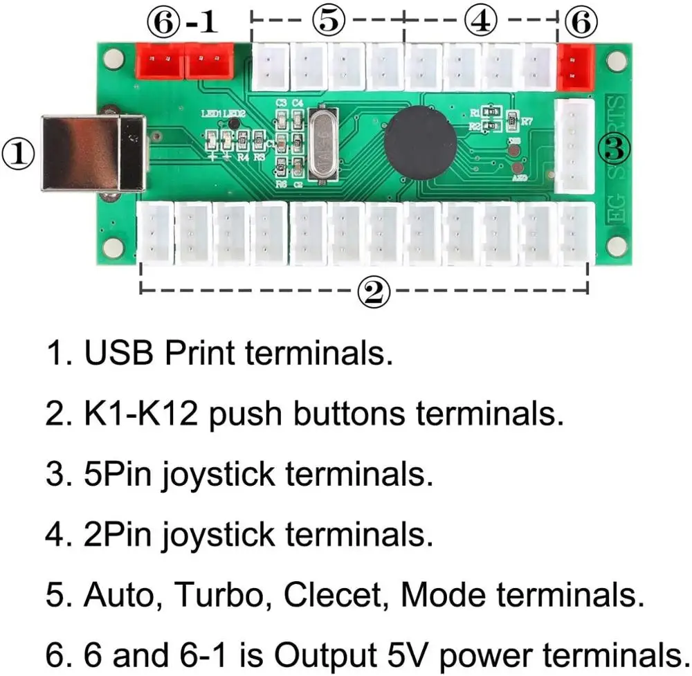 EG стартует 1 игрока USB раньше к ПК 8-полосный джойстик + светодиодные кнопки для