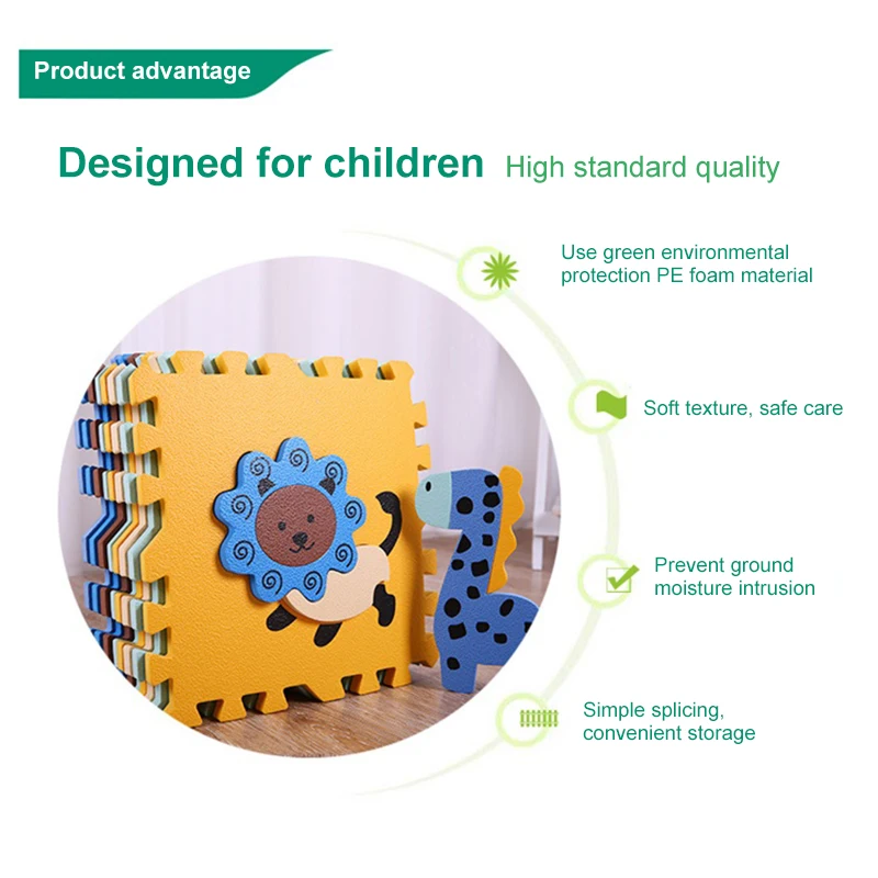 

30*30*1.3cm Foldable Baby Play Mat Puzzle Mat Educational Children's Carpet Climbing Pad Kids Rug Activitys Games Toys 9Pcs
