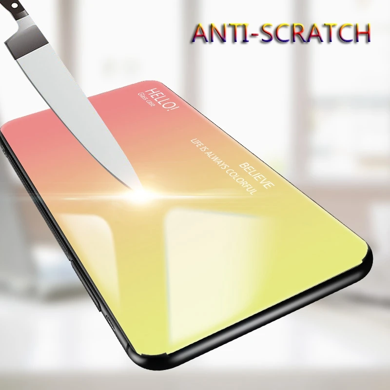 UPaitou Tempered Glass Case for VIVO V11 Pro V11i V5 Lite V7 Plus Z3i Soft TPU Edge Luxury Gradient Back Cover |
