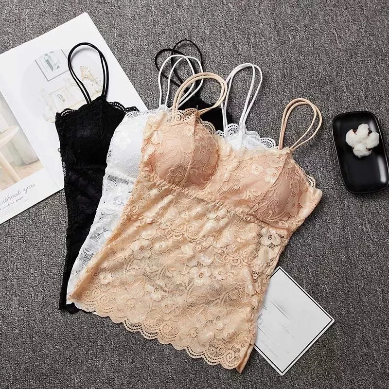 LEDEDAZ женский летний кружевной топ на бретелях черный и белый цвета сексуальный