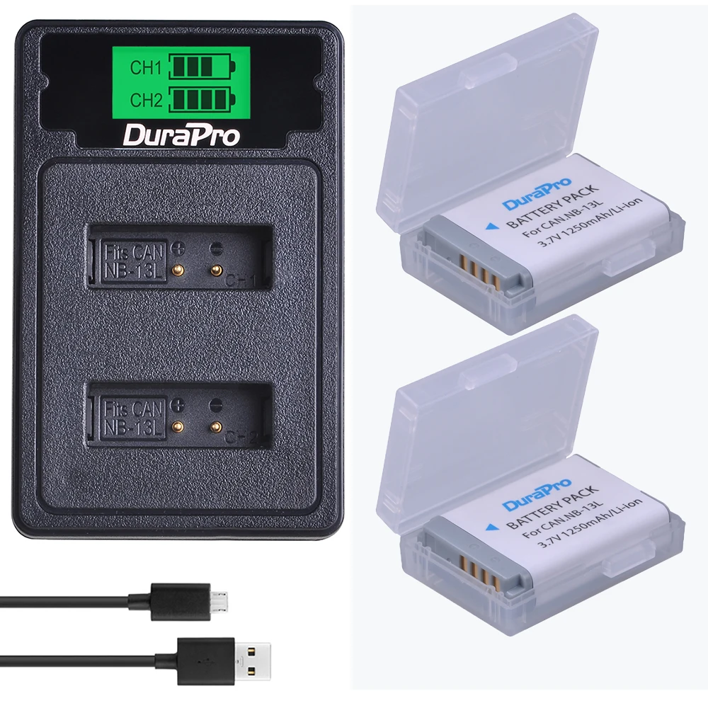 2 Battery Set 2 шт. NB-13L NB 13L 1250 мАч аккумуляторная батарея+ USB зарядное устройство с type C для камеры Canon G5X G7X G9X G7 X Mark II SX720 HS - Цвет: 2 Battery Set