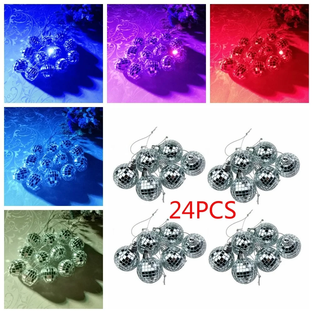 24 шт./компл. зеркальный стеклянный шар с блестками легкий серебристый для