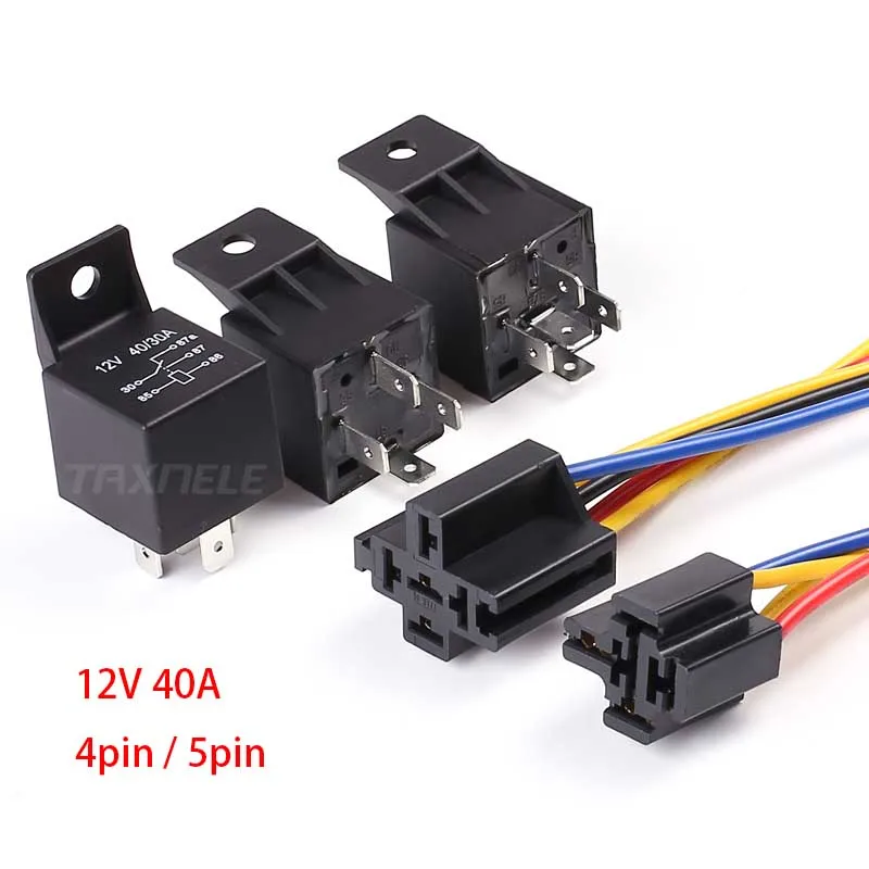 5Pcs/set JD1914 JD1912 Waterproof Automotive Relay Car 12V 40A 4Pin 5Pin 1NO 1NC Auto with Socket Universal  Строительство