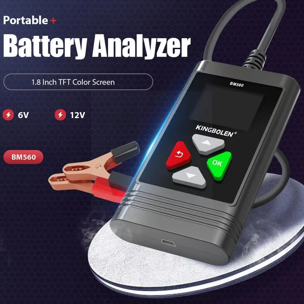

12V Battery Analyzer Tester 100-2000 CCA Battery Load Digital Automotive System Alternator Auto Charging Cranking R6I3