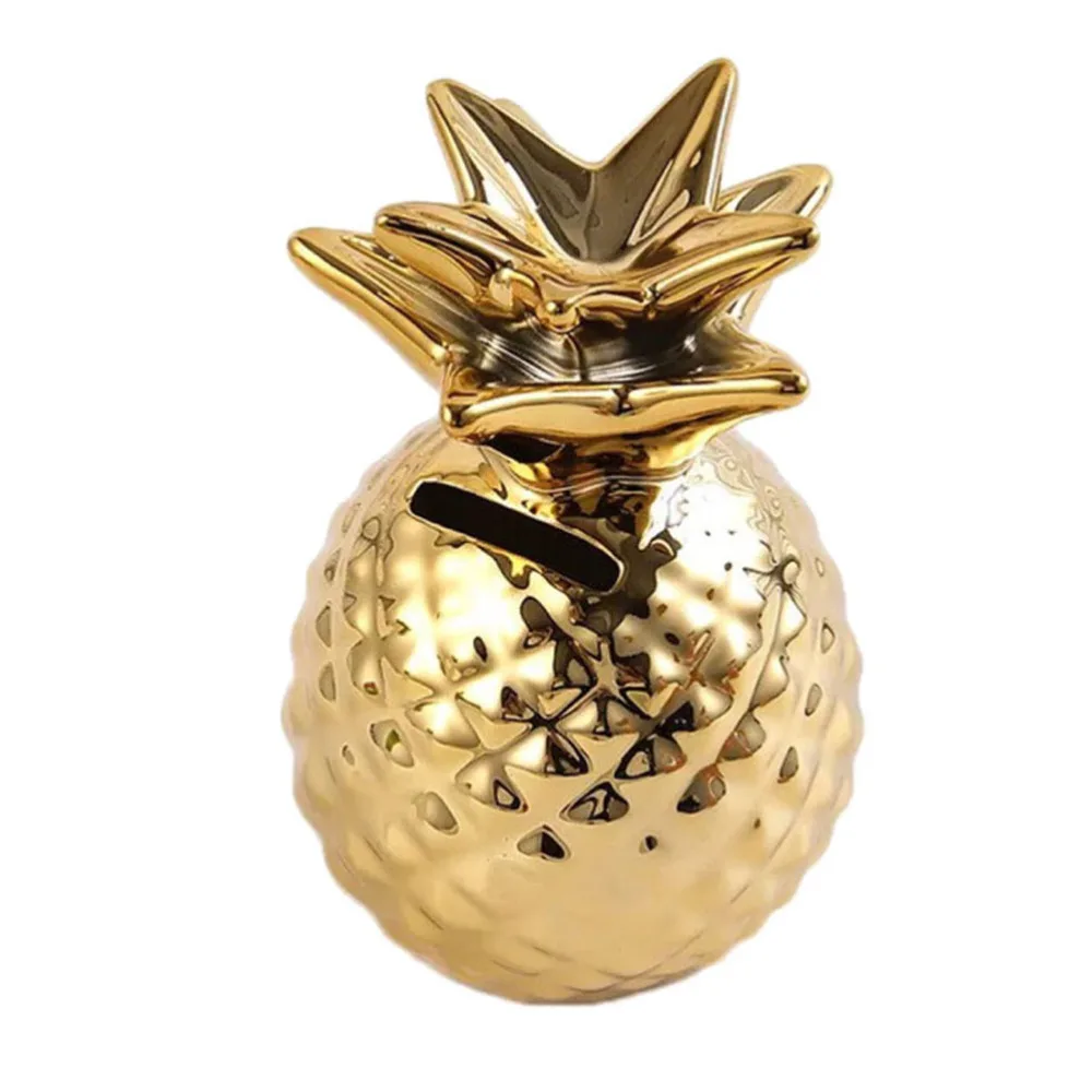 

Ceramic Pineapple Bank Coin Bank Personalized Money Saving Bank Delicate Nursery Decor (Golden)