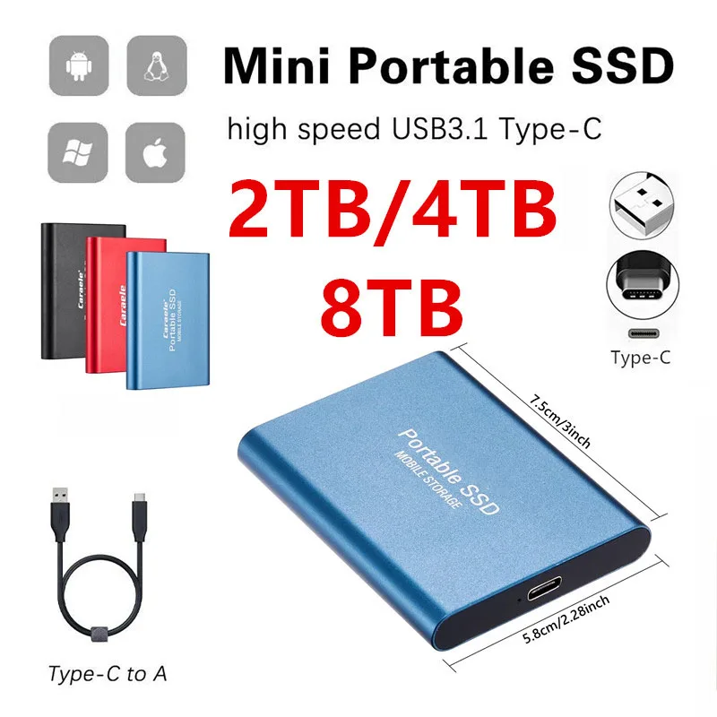 Disco duro externo USB 1,8 tipo C, 3,0 , ssd, 500GB, 1TB, 2TB, para ordenadores portátiles y de