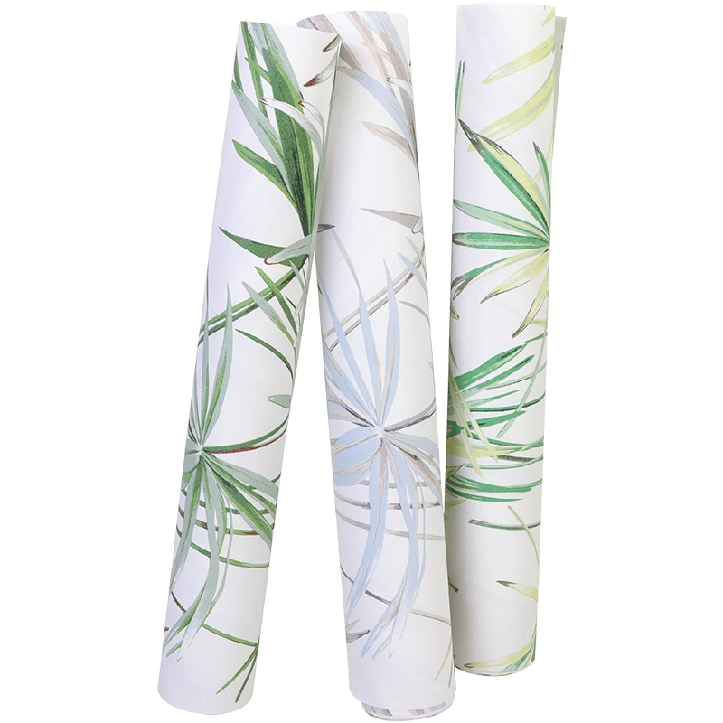 

Green Leaves Tropical Wall Paper Natural Bamboo Pattern Wallpaper