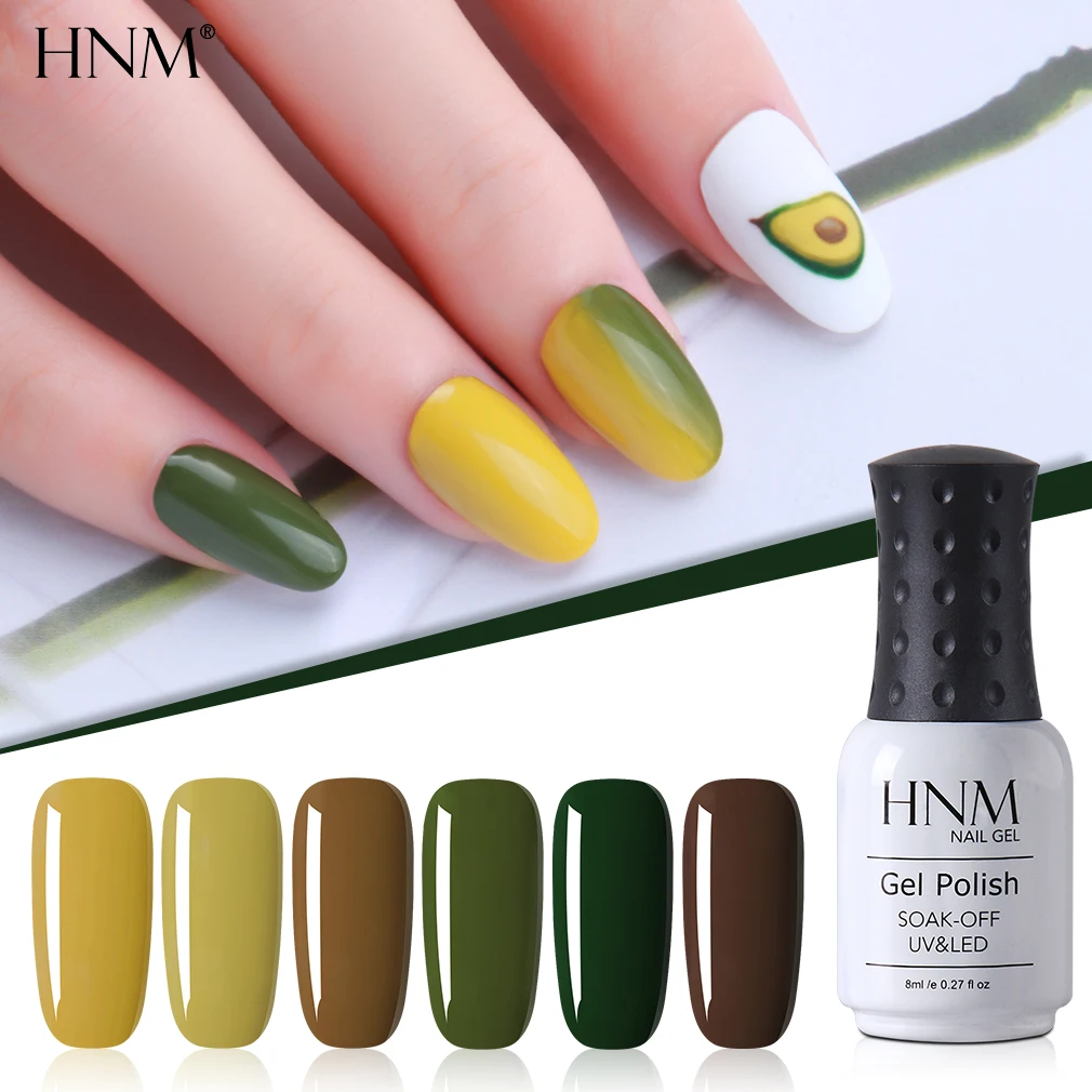 HNM новейший 8 мл авокадо зеленый гель лак для ногтей отмачиваемый УФ/светодиодный