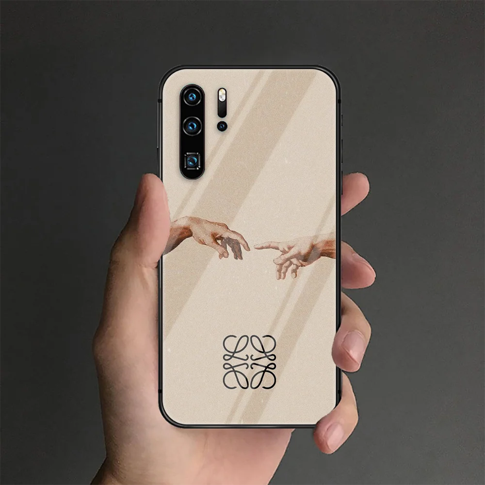 

Spanish Luxury Brand Phone Tempered Glass Case Cover For Huawei P Nova Mate 5T 20 30 40 Pro Lite Smart 2019 2021 Trend Silicone