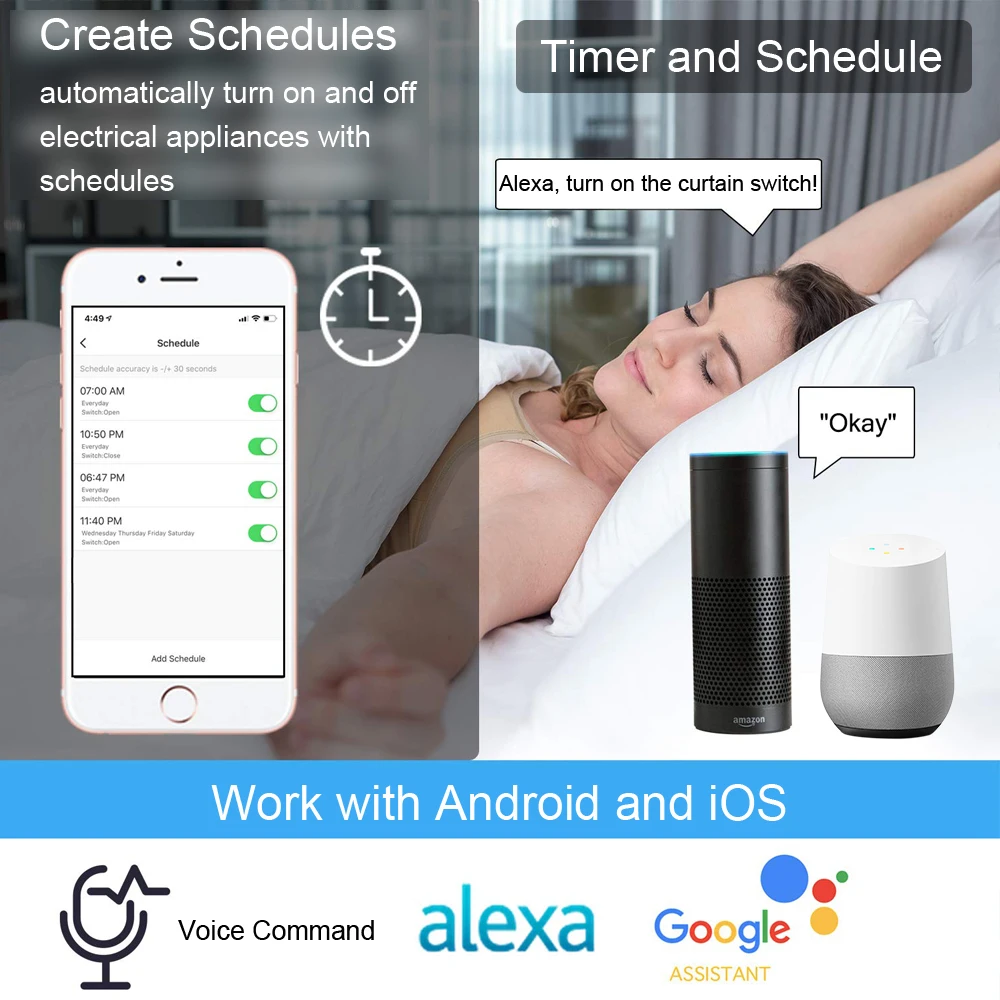 Переключатель для штор Black Tuya Smart Life RF WiFi с дистанционным управлением