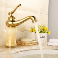 european style golden jade basin faucet copper body lamp retro style sink hot cold water single handle bathroom bathroom faucets