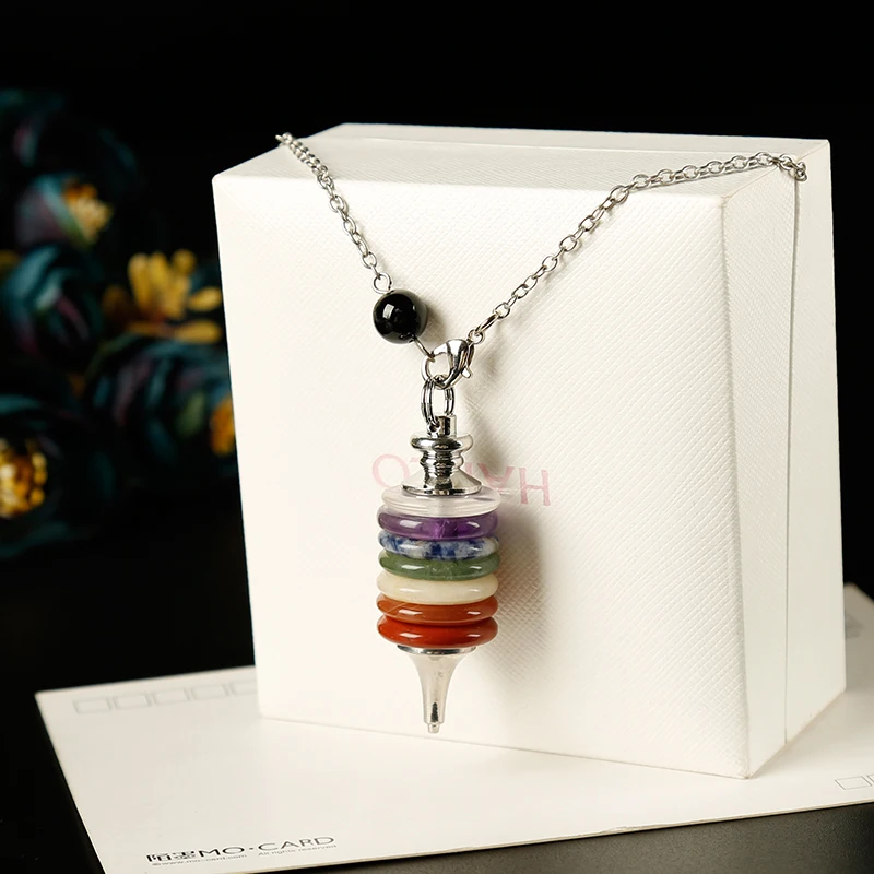 1 шт. нежные красочные маятники из семи Divination камней минералы Исцеляющие