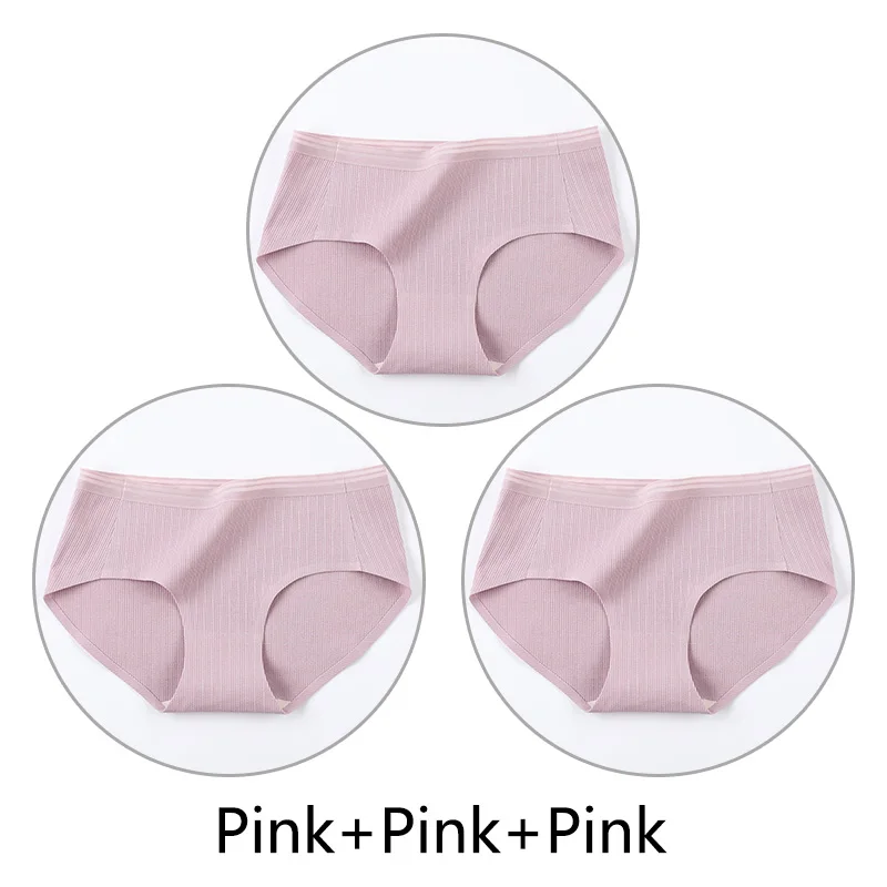 Pink Pink Pink 3 шт. нитки жаккардовые процесс дышащие трусики женские сексуальные хлопковые шорты Бесшовные мягкое нижнее белье m-xl девушки нижнее белье - Цвет: Pink Pink Pink