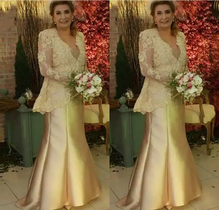 Винтажное с длинными рукавами и золотым 2020 новейшее вечернее платье матери