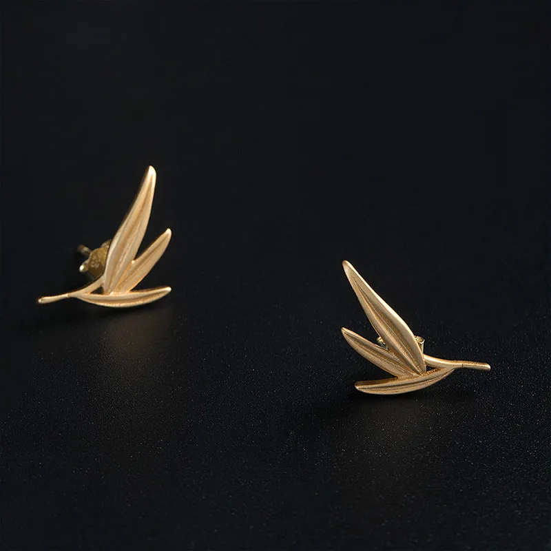 Висячие серьги-гвоздики из стерлингового серебра 925 пробы Настоящее золото 18 К