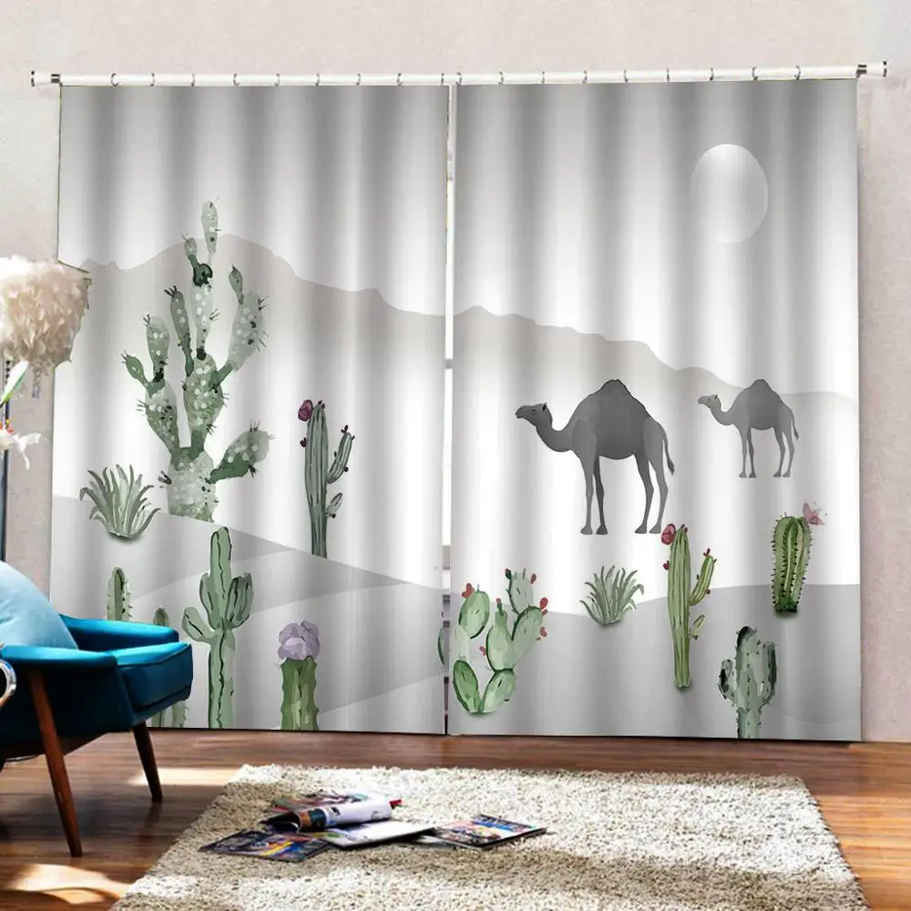 저렴한 2020 사막 디자인 창 커튼 현대 간단한 패션 쉬어 커튼 거실 침실 사진 Cortinas 블라인드
