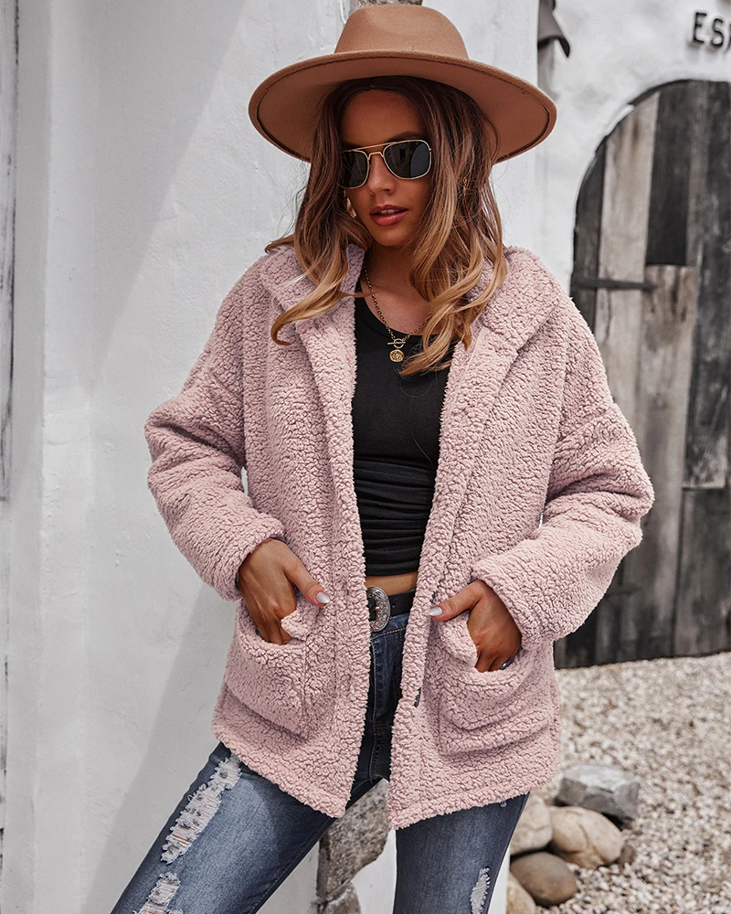 EVERAFTER однотонное плюшевое пальто для женщин из искусственного меха с длинным