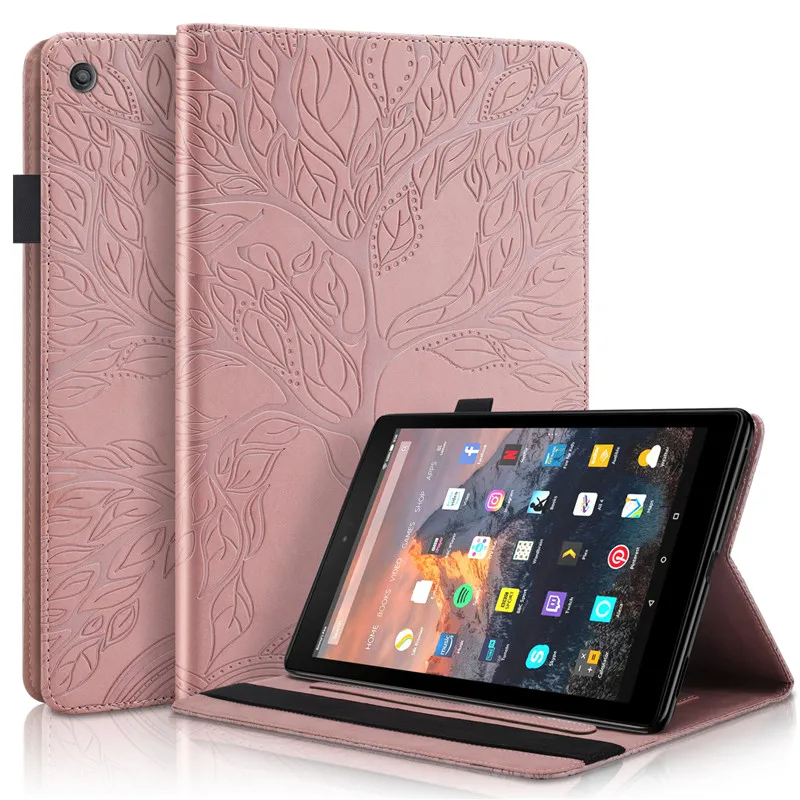 

For Fire Hd 10 Hd10 2019 2017 Case PU Leather 3D Tree Flip Stand Cover for Amazon Kindle Fire Hd 10 Tablet Case