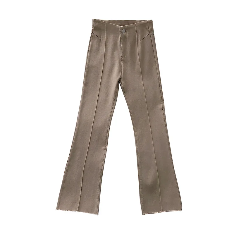 

Solid Color Tight Bootcut Trousers Women's Autumn 2019 New Korean Style Simple High Waist Slimming All-match Casual Capri-Pants