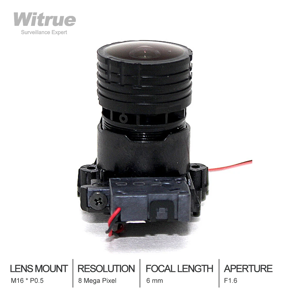 Объектив видеонаблюдения Witrue 4K HD 8 Мп 6 мм M16 * P0.5 крепление F1.6 1/1/1 дюймов IR Cut +