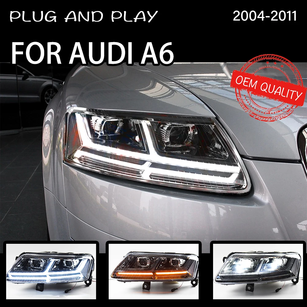 

Фары для AUDI A6 2005-2011, автомобильные светодиодные фары DRL Hella 5, ксеноновые линзы Hid H7, автомобильные аксессуары AUDI A6