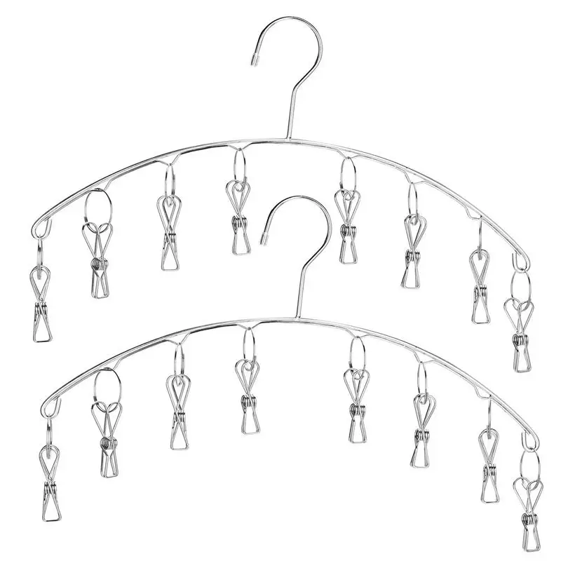 Набор из 2 вещей вешалка для белья нержавеющей стали с 8 зажимами сушки носков